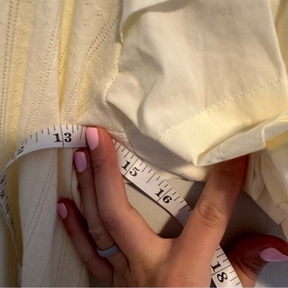 Sea New York Cream Pointelle Puff Sleeve Blouse Top Small - Picture 8 of 9